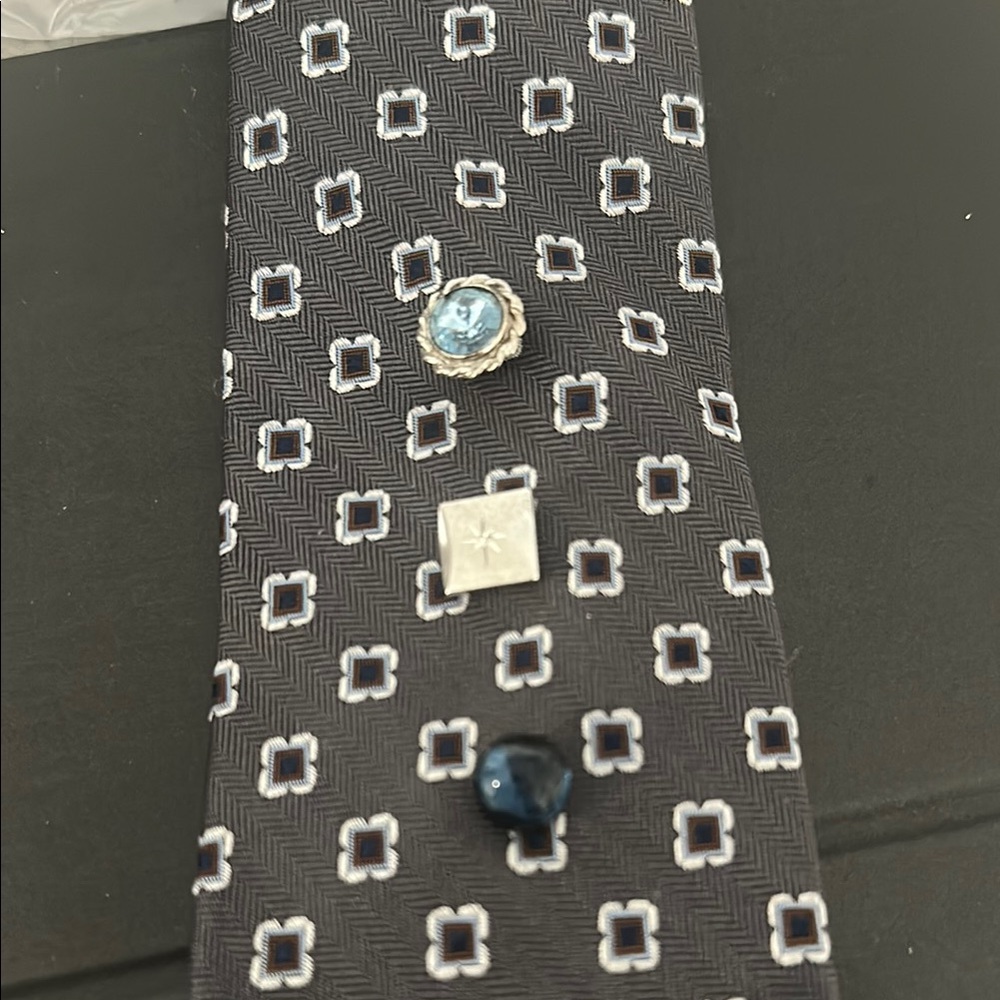 Three vintage silver tone tie tacks